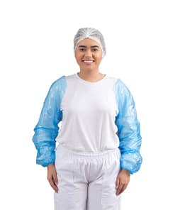 Manga Azul Descartable Con Unión Atrás Pack 100u