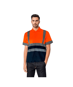 Remera Polo Manga Corta Reflectivo Naranja Azul