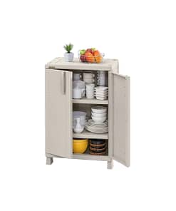 Armario Plástico Rattan Exterior 2 Puertas 3 Estantes Rimax