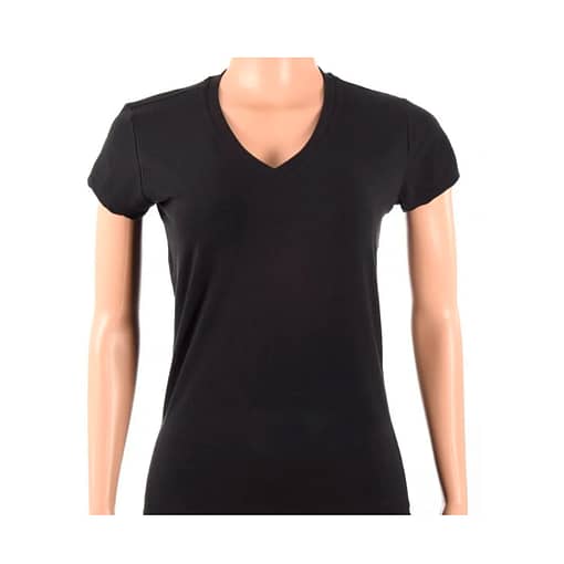 Remera Básica Mujer Escote V Negro
