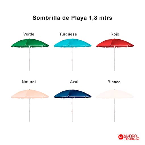 Sombrilla De Playa Blanca Filtro UV 1.80 Mts - Imagen 3