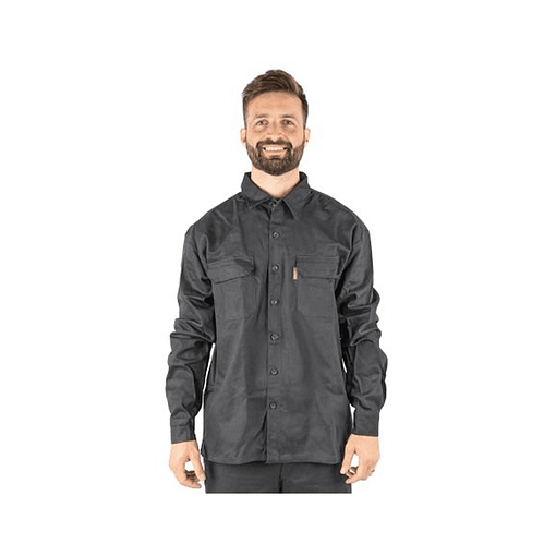 Camisa Básica Trabajo Hombre Gris Manga Larga MundoTrabajo