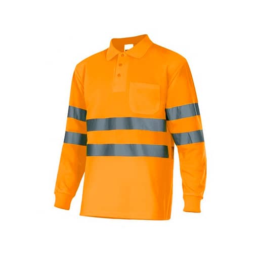 Remera Polo Manga Larga Reflectivo Naranja