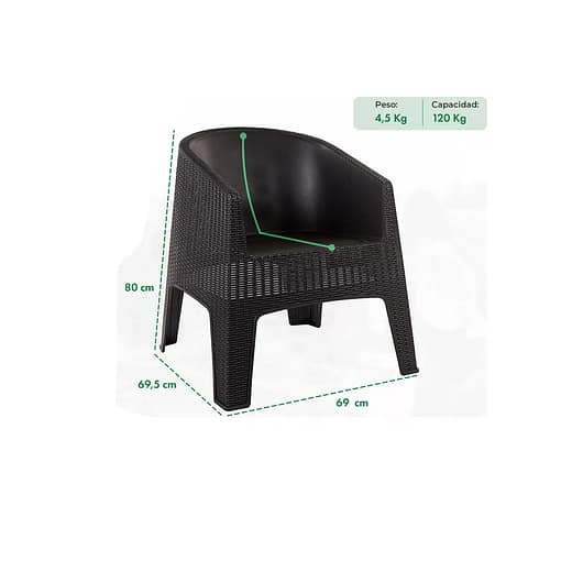 Sillón Jardín Exterior Ibiza Ratán - Imagen 2