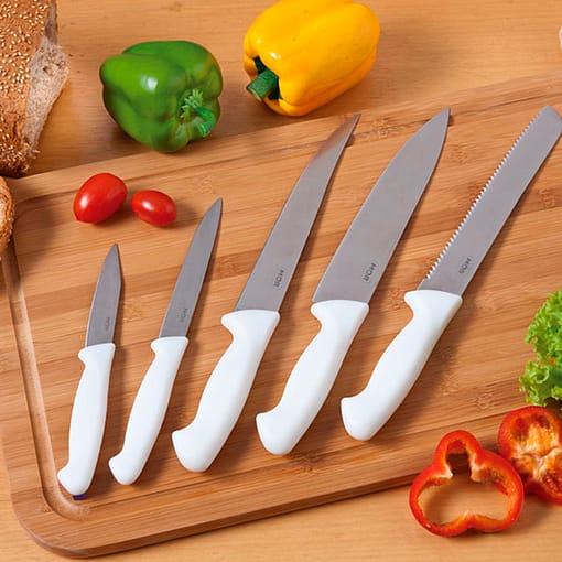 Kit Asador 5 Cuchillos Mor En Mango Blanco - Imagen 2