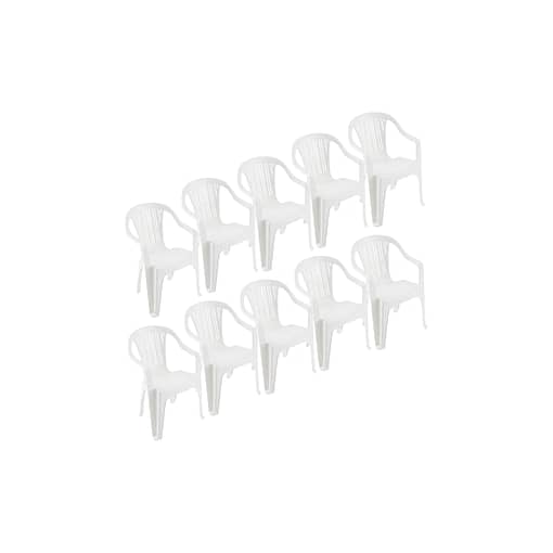 Set 10 Sillas Pvc Reforzada Apoya Brazos Titán 140 Kg Blanco