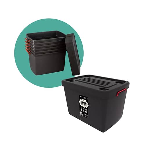 Set X5 Caja Baúl Organizador Con Ruedas Apilable 95 Lts