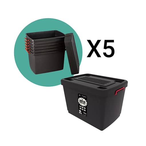 Set X5 Caja Baúl Organizador Con Ruedas Apilable 95 Lts - Imagen 3