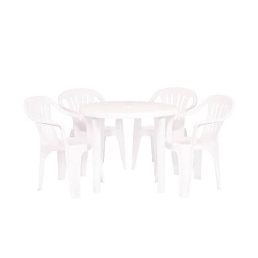 4 Sillas De Jardín Plástico Bela Vista + Mesa Redonda Mor - Imagen 2