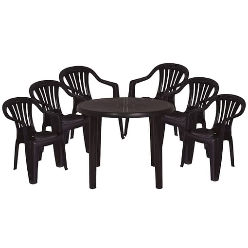 6 Sillas De Jardín Exterior Plástico + Mesa Redonda Mor - Imagen 3