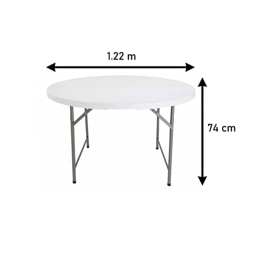 Mesa Plegable Redonda De Plástico Blanca Diámetro 1.22 Mts - Imagen 4