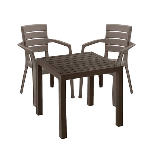 Set 2 Sillas De Exterior Jardín + 1 Mesa Cuadrada Barú
