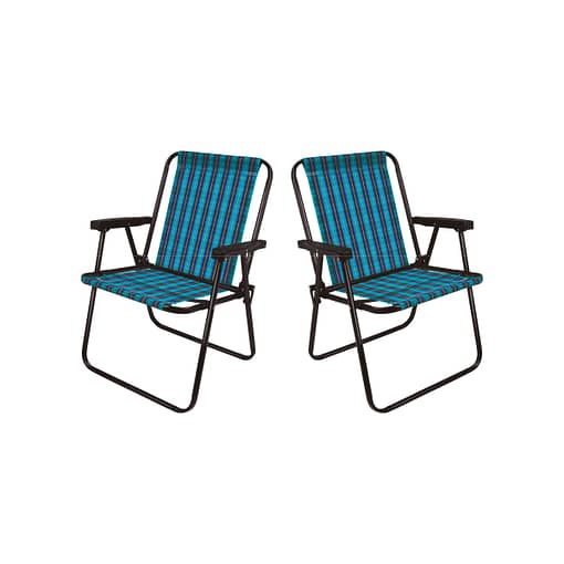 Silla Playa Acero Mor Alta Cuadros Set X2