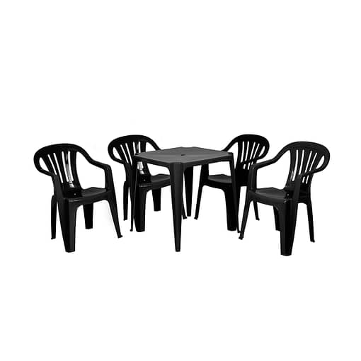 4 Sillas De Jardín Exterior Plástico + Mesa Cuadrada Mor - Imagen 2