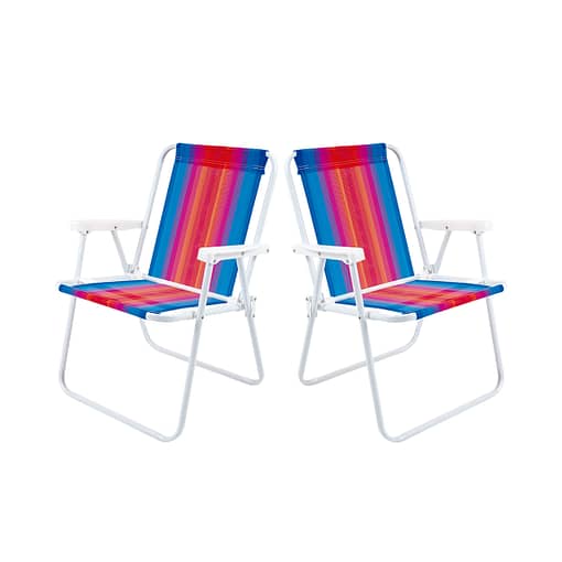 Silla Playa Mor Alta Acero Plegable Rayas Pack 2