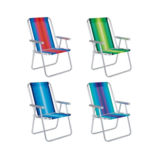Silla Playa Mor Alta Aluminio Plegable Rayas Pack 2 - Imagen 2