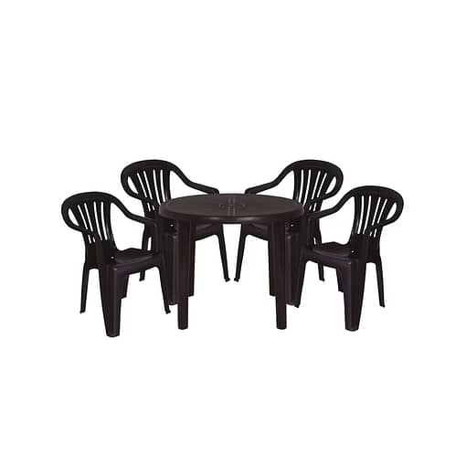 4 Sillas De Jardín Plástico Bela Vista + Mesa Redonda Mor