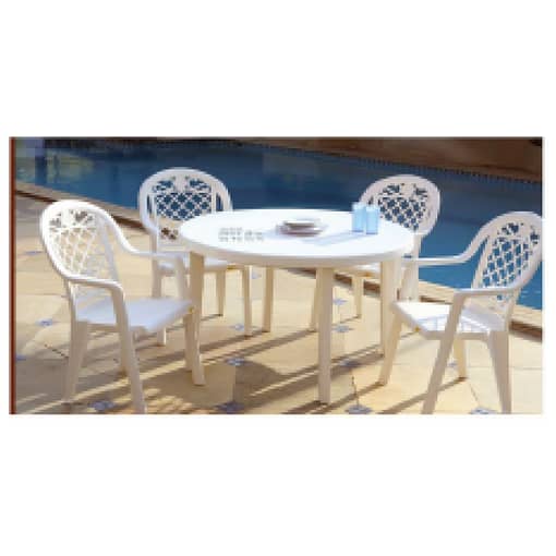 Mesa De Plástico Jardín Redonda 98cm Miami Grosfillex - Imagen 4