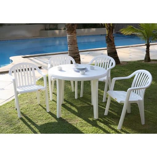 Mesa De Plástico Jardín Redonda 98cm Miami Grosfillex - Imagen 3