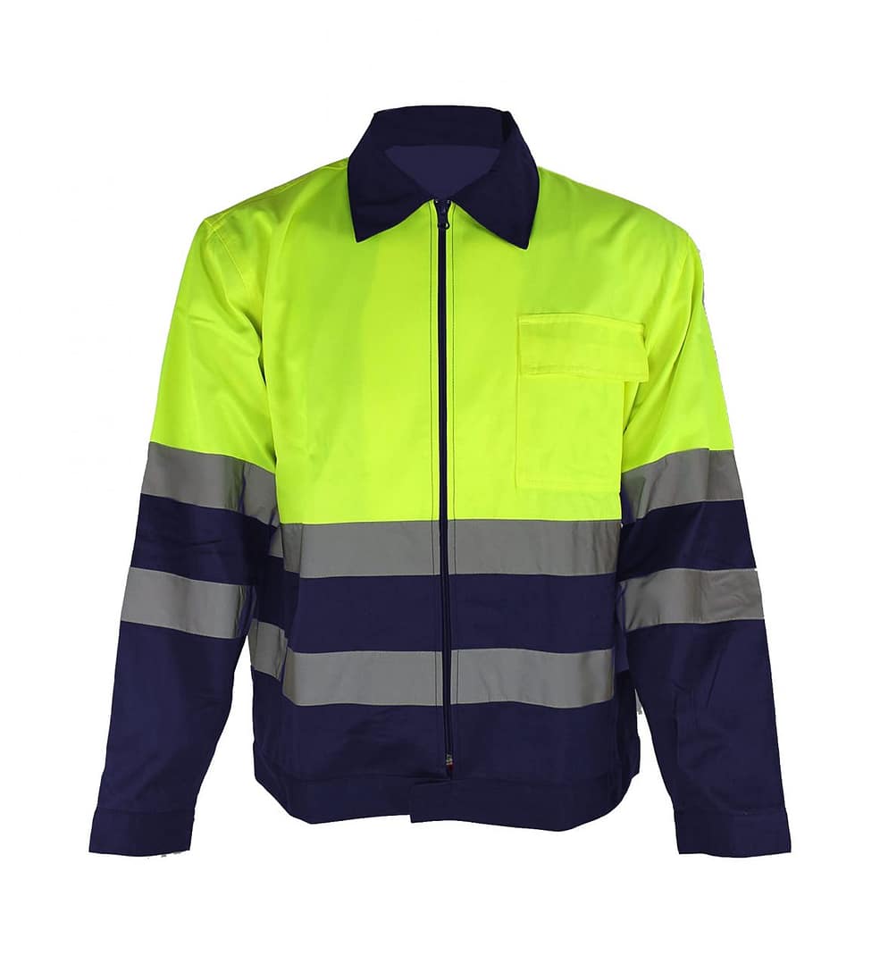 Camisa De Trabajo Amarillo Y Azul Con Reflectivo
