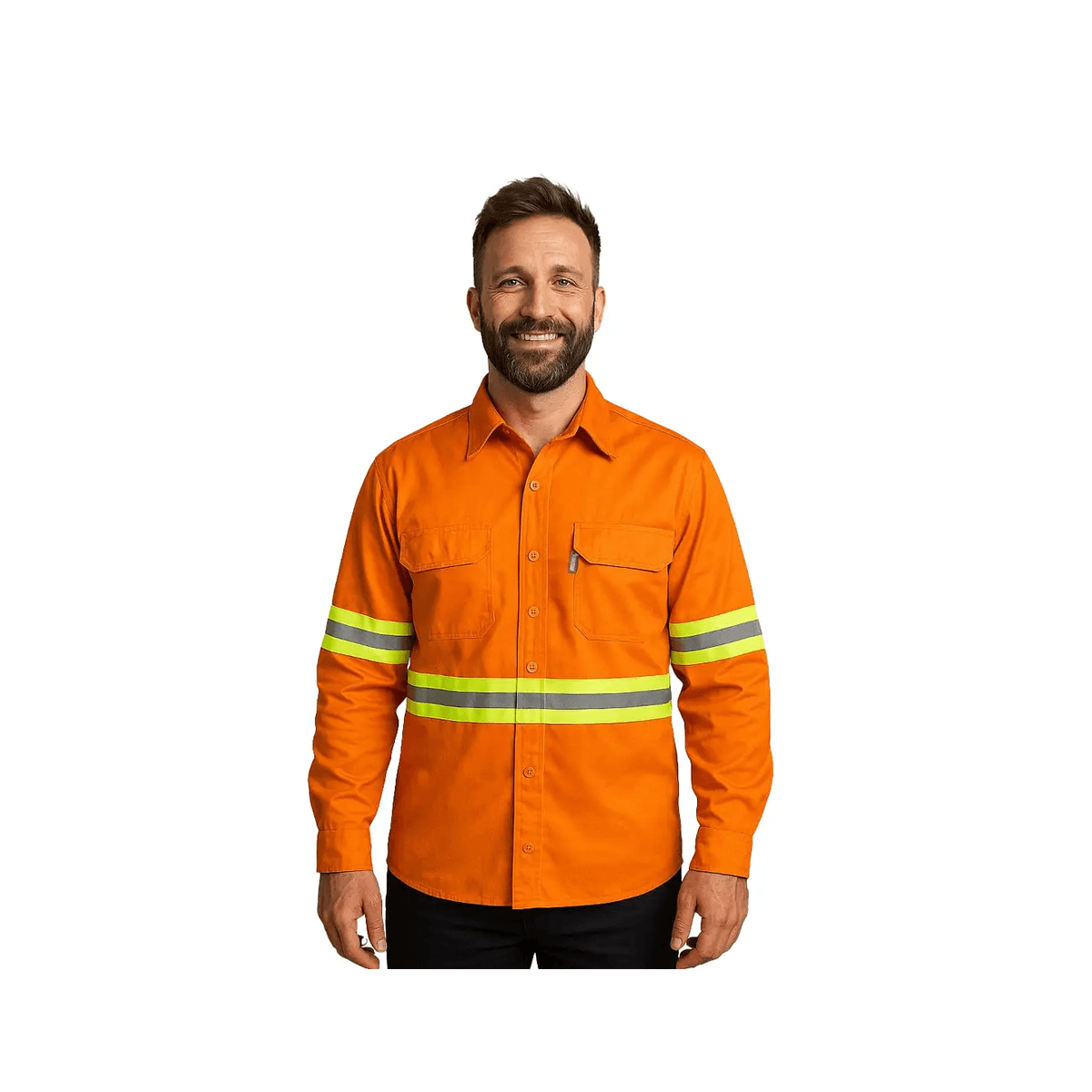 Camisa De Trabajo Hombre Naranja Con Reflectivo MundoTrabajo