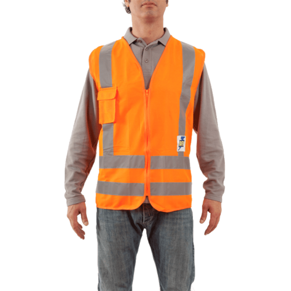 Chaleco reflectante y retailer fluorescente