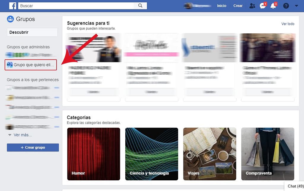 Instrucciones Andá a "Grupos que administras" hacé clic en el grupo que querés eliminar