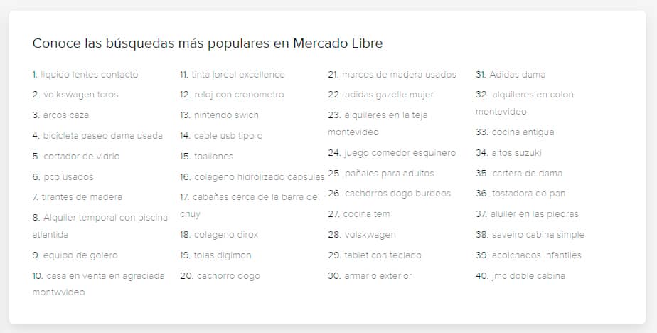 Lo más buscado en Mercado Libre