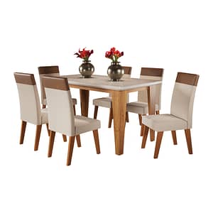 Juego De Comedor 6 Sillas Tapizadas Mesa Rectangular