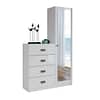 Comoda 4 Cajones 1 Puerta Con Espejo Cajonera Dormitorio
