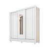 Ropero 3 Puertas 2 Cajones Con Espejo Y Rieles Metalicos Mdp Blanco