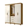 Ropero 5 Puertas 3 Cajones Con Comoda Espejo Y Estantes Freijo Off White