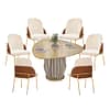 Juego De Comedor Mesa Organica 6 Sillas Tapizadas Mdp