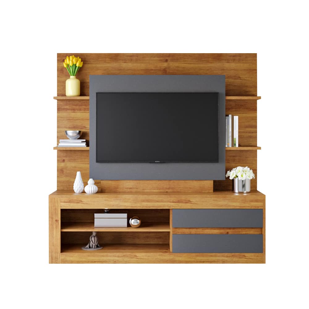 Rack Tv Modular Living Hasta Led 55 Estantes Exclusive Gris