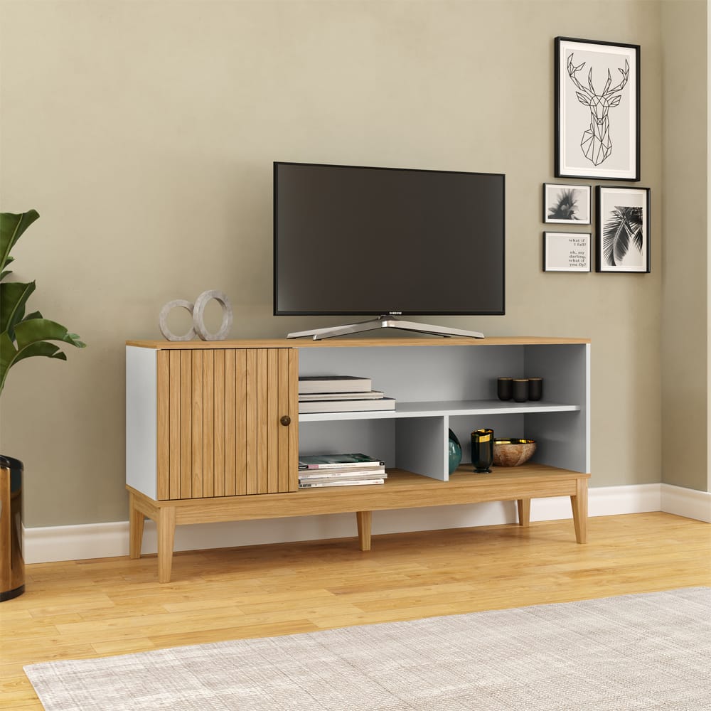 Rack Tv Living Comedor 1 Puerta Con Estantes Hasta 55 - Imagen 2