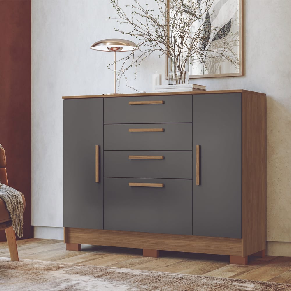 Comoda Cajonera Dormitorio 4 Cajones 2 Puertas - Imagen 2