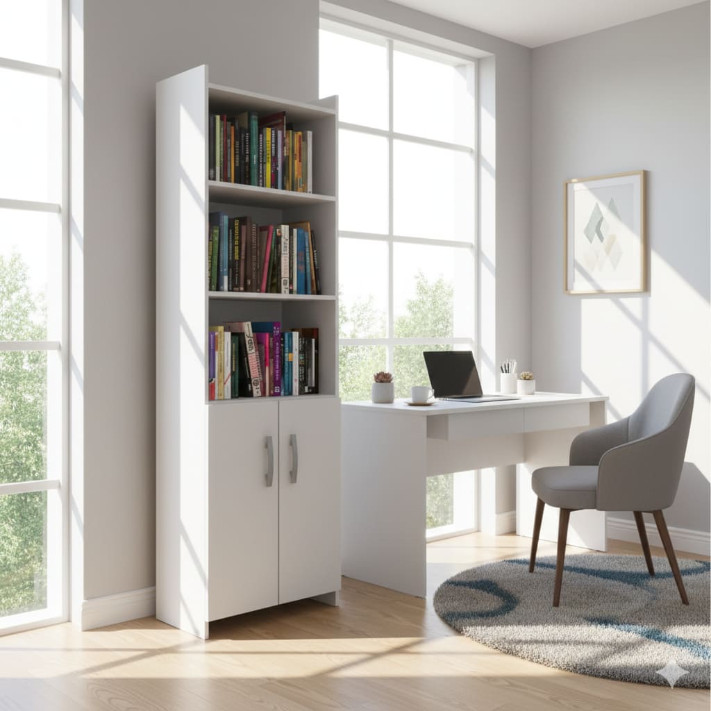 Biblioteca Estanterías 2 Puertas 3 Estantes Blanco 701 - Imagen 2