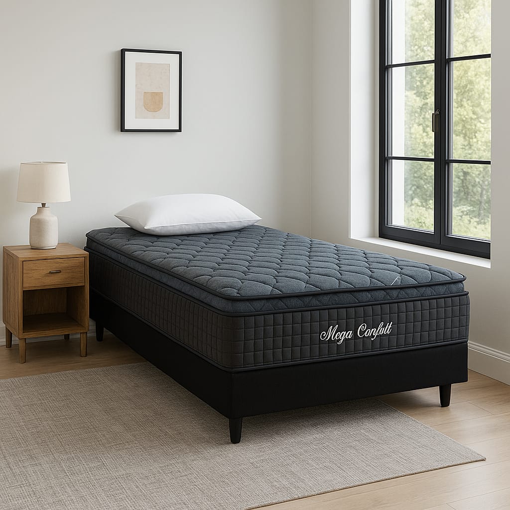 Sommier Mega Confort 0.90 Espuma Firme Y Pillow - Imagen 7