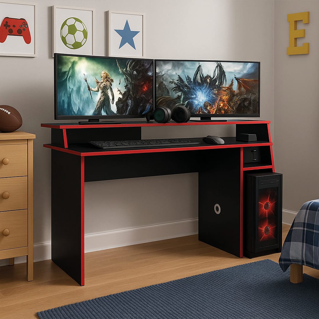 Escritorio Gamer Mesa Pc Laptop Con Estantes - Imagen 2