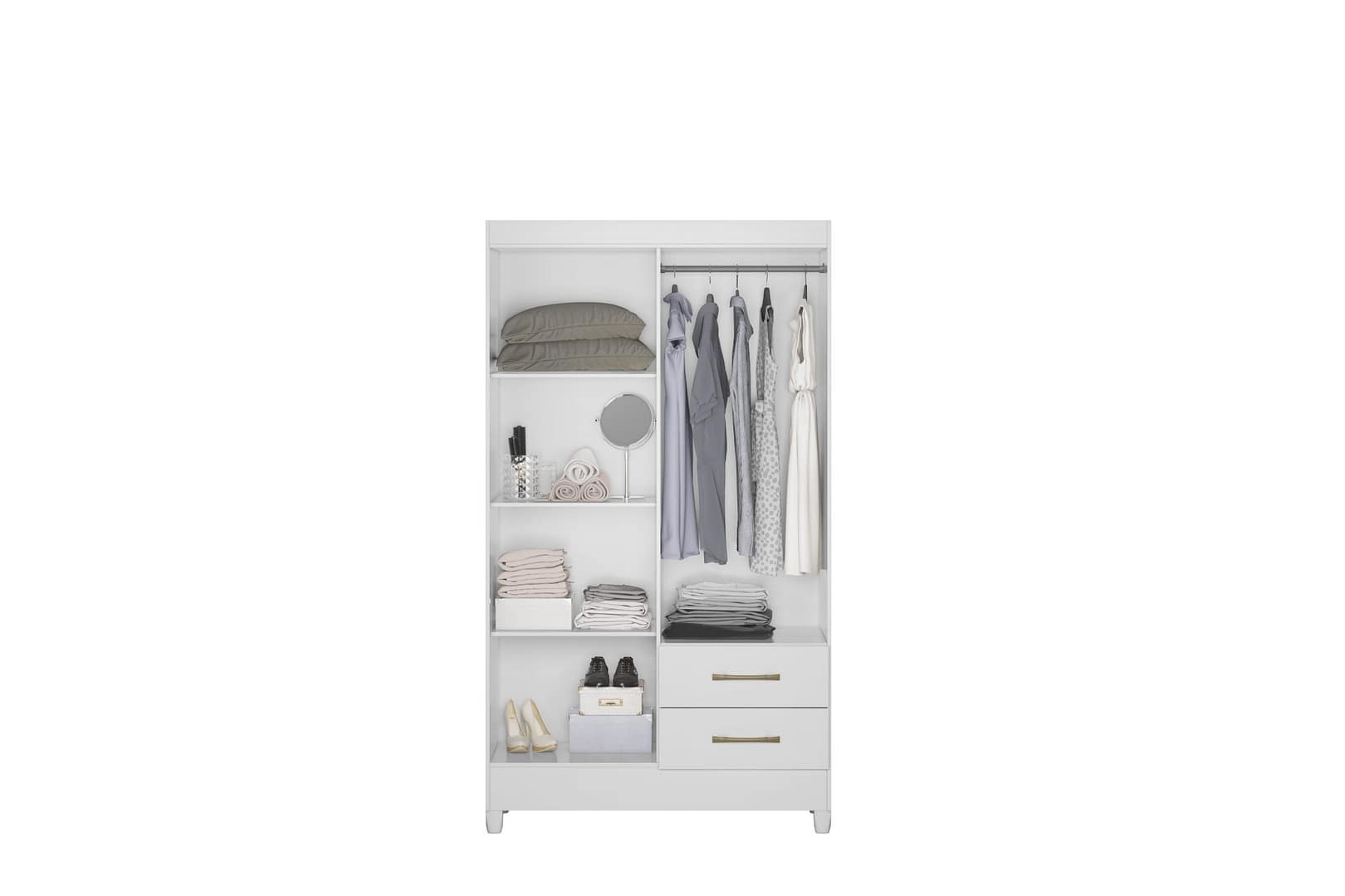 Ropero 4 Puertas 2 Cajones Armario Placard Con Estantes (Blanco) - Imagen 3