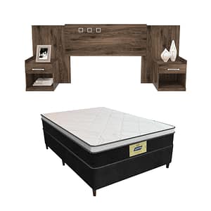 Juego De Dormitorio Sommier 2 Plazas Espuma + Respaldo