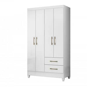Ropero 4 Puertas 2 Cajones Armario Placard Con Estantes (Blanco)