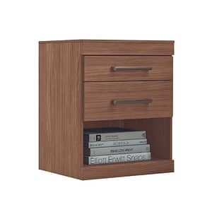 Mesa De Luz Havana Plus 2 Cajones C/rieles Metálicos Jatoba