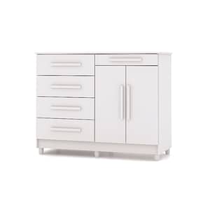 Comoda 5 Cajones 2 Puertas Moderna Con Estante 100% Mdp