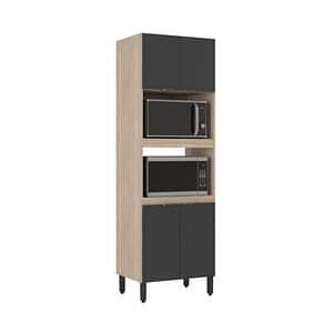 Panelero Mueble Cocina Duplo 4 Puertas 5 Estantes Microondas Gris