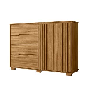 Comoda Cajonera 3 Cajones 2 Puertas Con Estantes Y Relieve