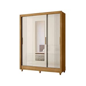Ropero 3 Puertas Corredizas 2 Cajones Con Espejo Bolivia Freijo Off White