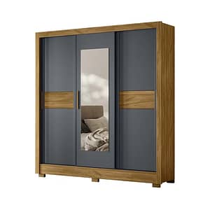 Ropero 3 Puertas Corredizas 2 Cajones Con Espejo Mdp