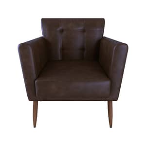 Butaca Poltrona Tapizada Cuertina Pu Patas De Madera