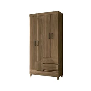 Ropero 4 Puertas 2 Cajones Con Estantes Y Barral Metalico